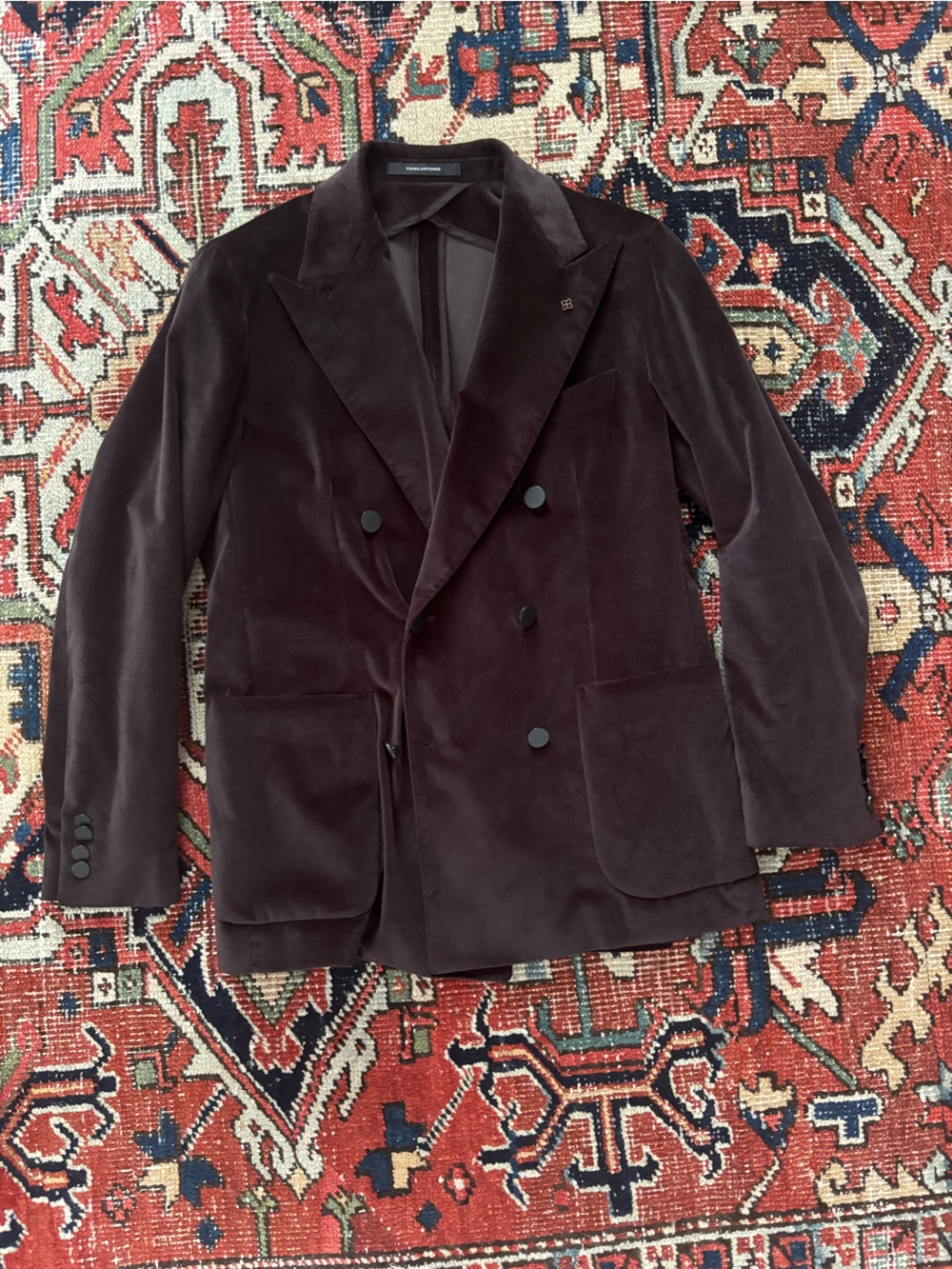 Tagliatore Chocolate Brown Velvet Double Breasted Blazer